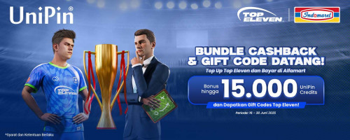 Masih Ada Kejutan Buat Kamu! Top Up Top Eleven dan Bayar di Indomaret, Dapatkan Bonus 15rb UC dan Special Gift Codes Top Eleven!!